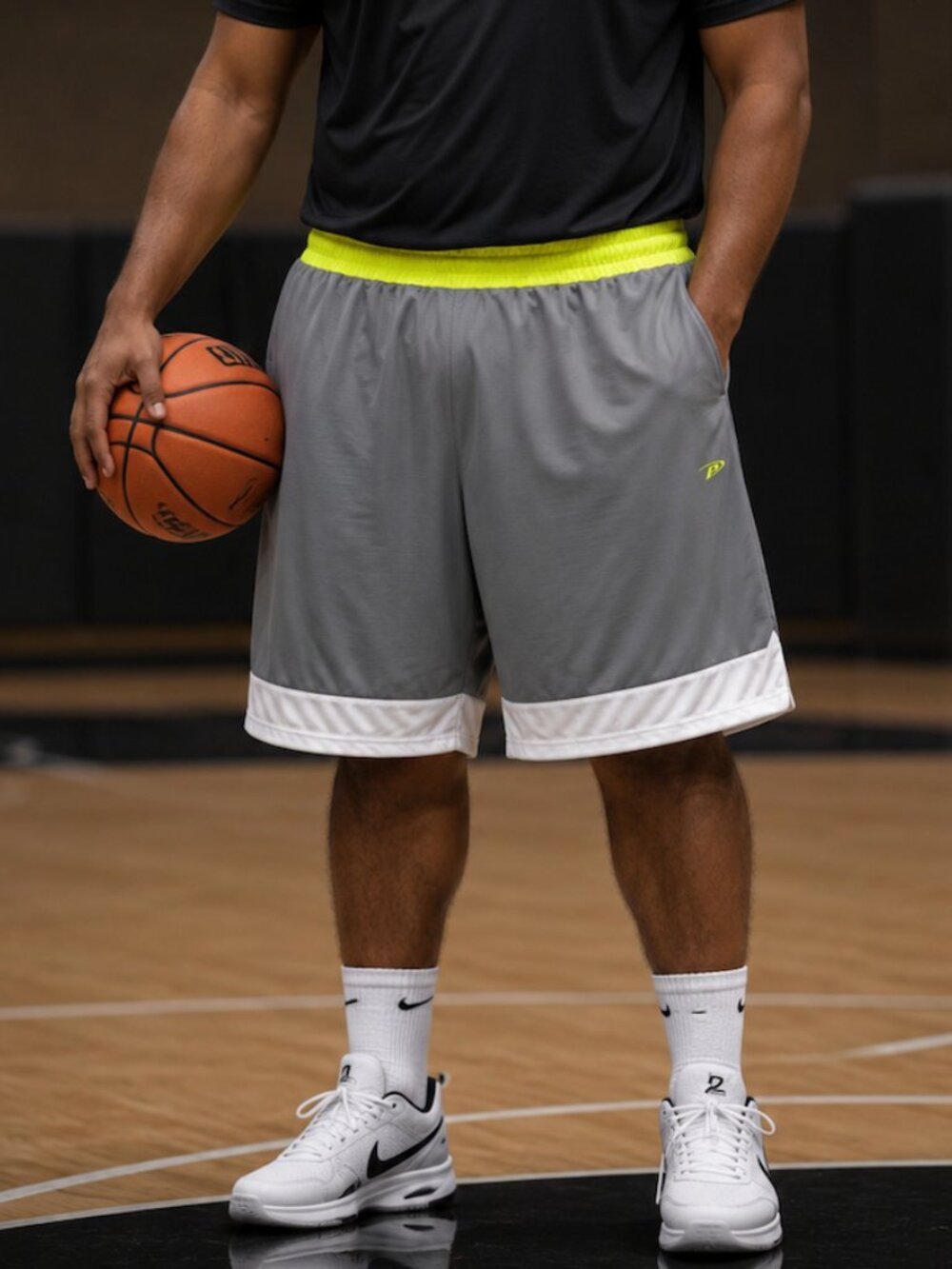 Pro Player Performance Shorts Men's 3XL Gray Neon Moisture Wicking NWT